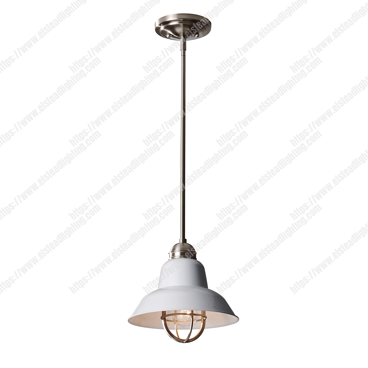 Urban Renewal 1 Light Mini Pendant – Brushed Steel/Glossy White