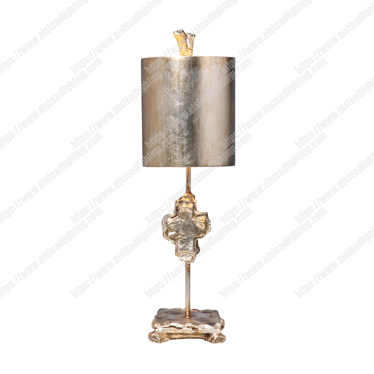 Cross 1 Light Table Lamp - Silver Leaf