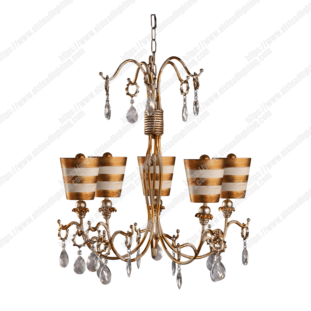 Tivoli 5 Light Chandelier – Gold & Cream Patina
