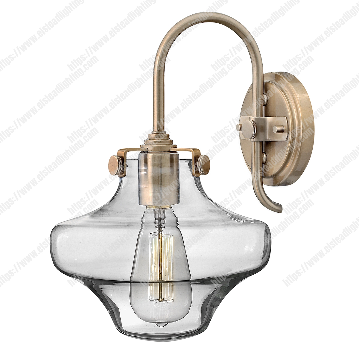 Congress 1 Light Clear Glass Wall Light – Brushed Caramel