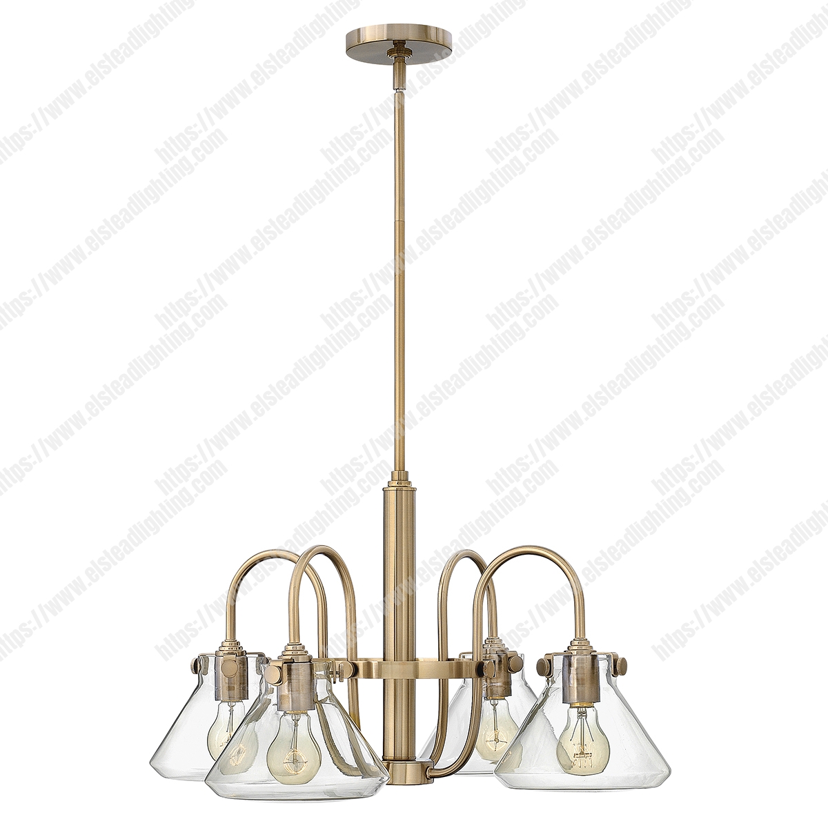 Congress 4 Light Clear Glass Chandelier – Brushed Caramel