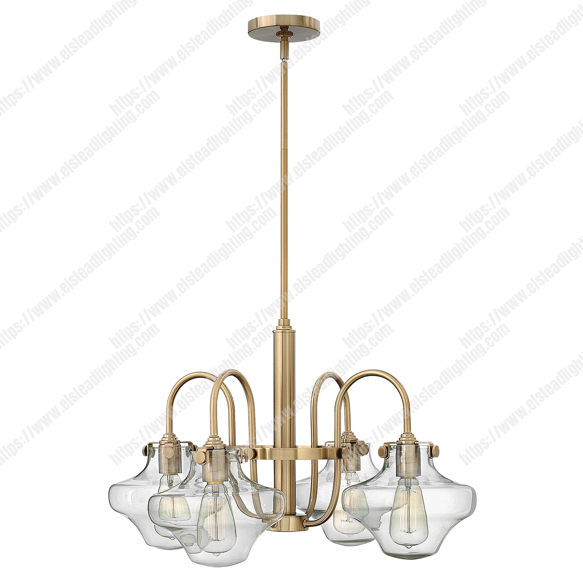 Congress 4 Light Clear Glass Chandelier – Brushed Caramel