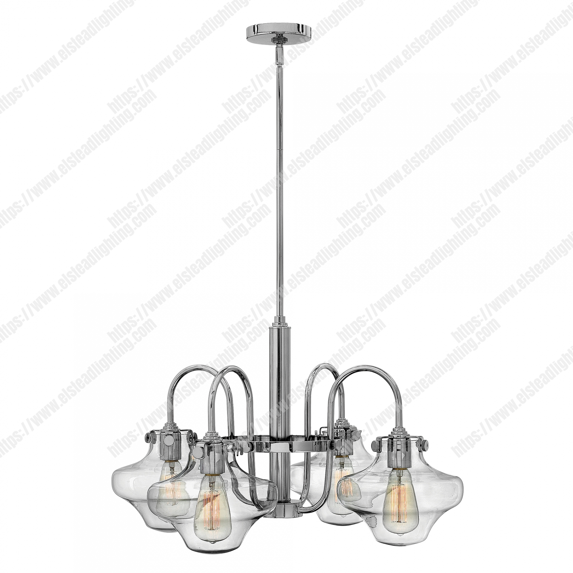 Congress 4 Light Clear Glass Chandelier - Chrome