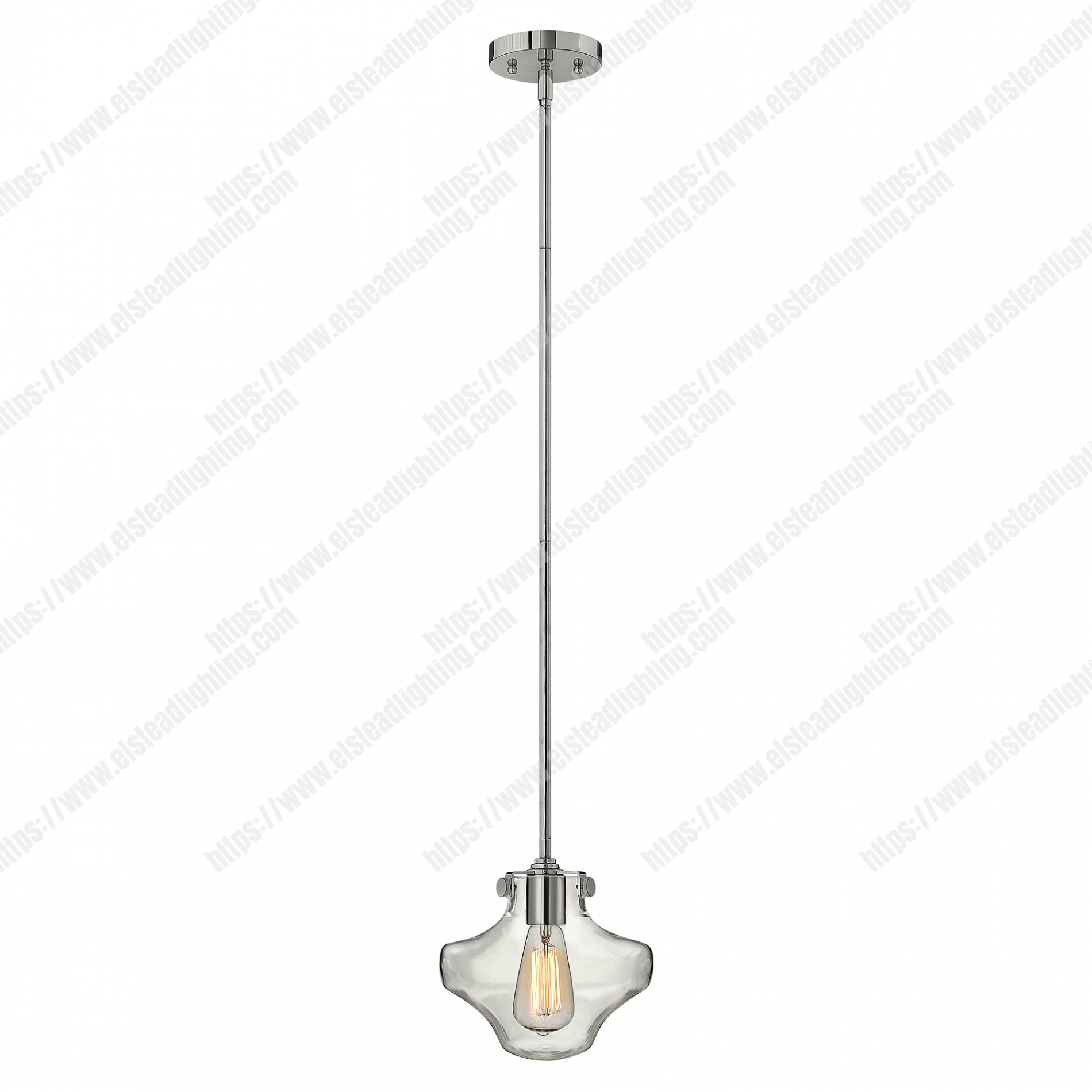Congress 1 Light Clear Glass Pendant - Chrome