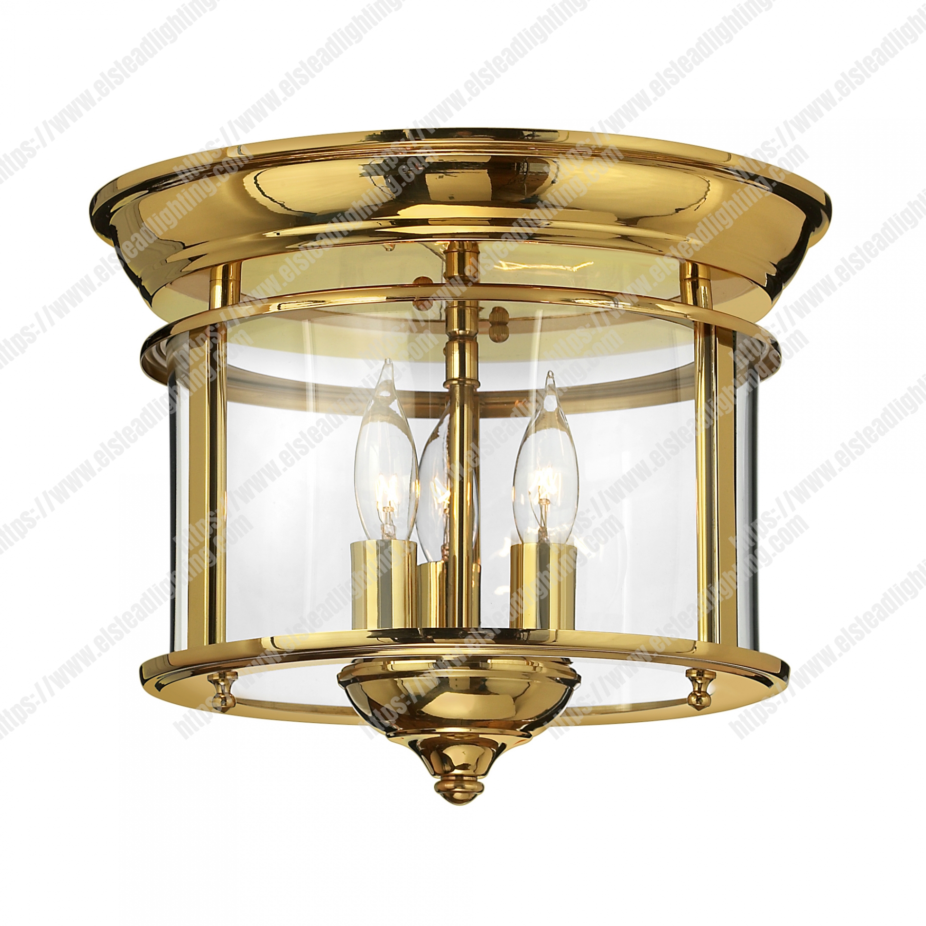 Gentry 3 Light Flush Mount – Polished Brass