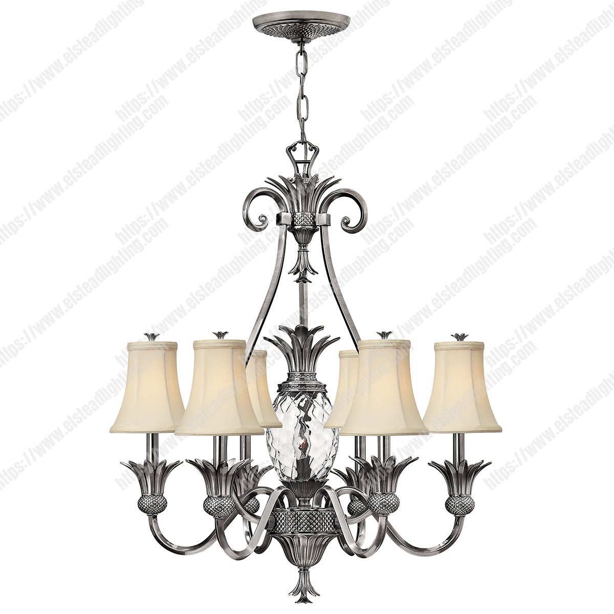 Plantation 7 Light Chandelier – Polished Antique Nickel