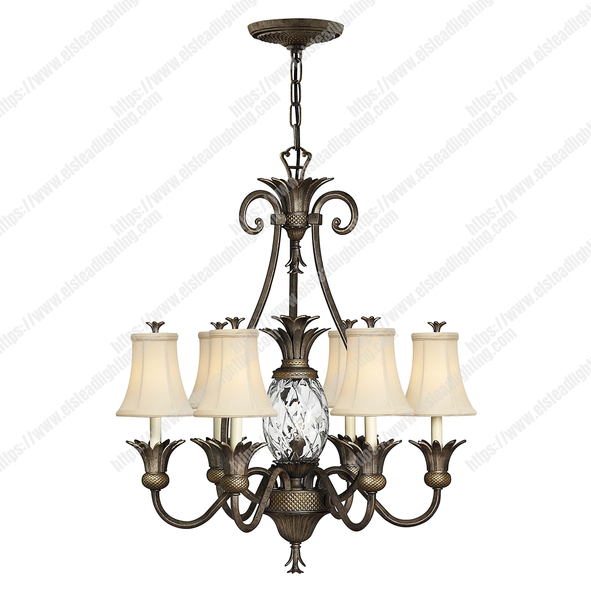 Plantation 7 Light Chandelier - Pearl Bronze