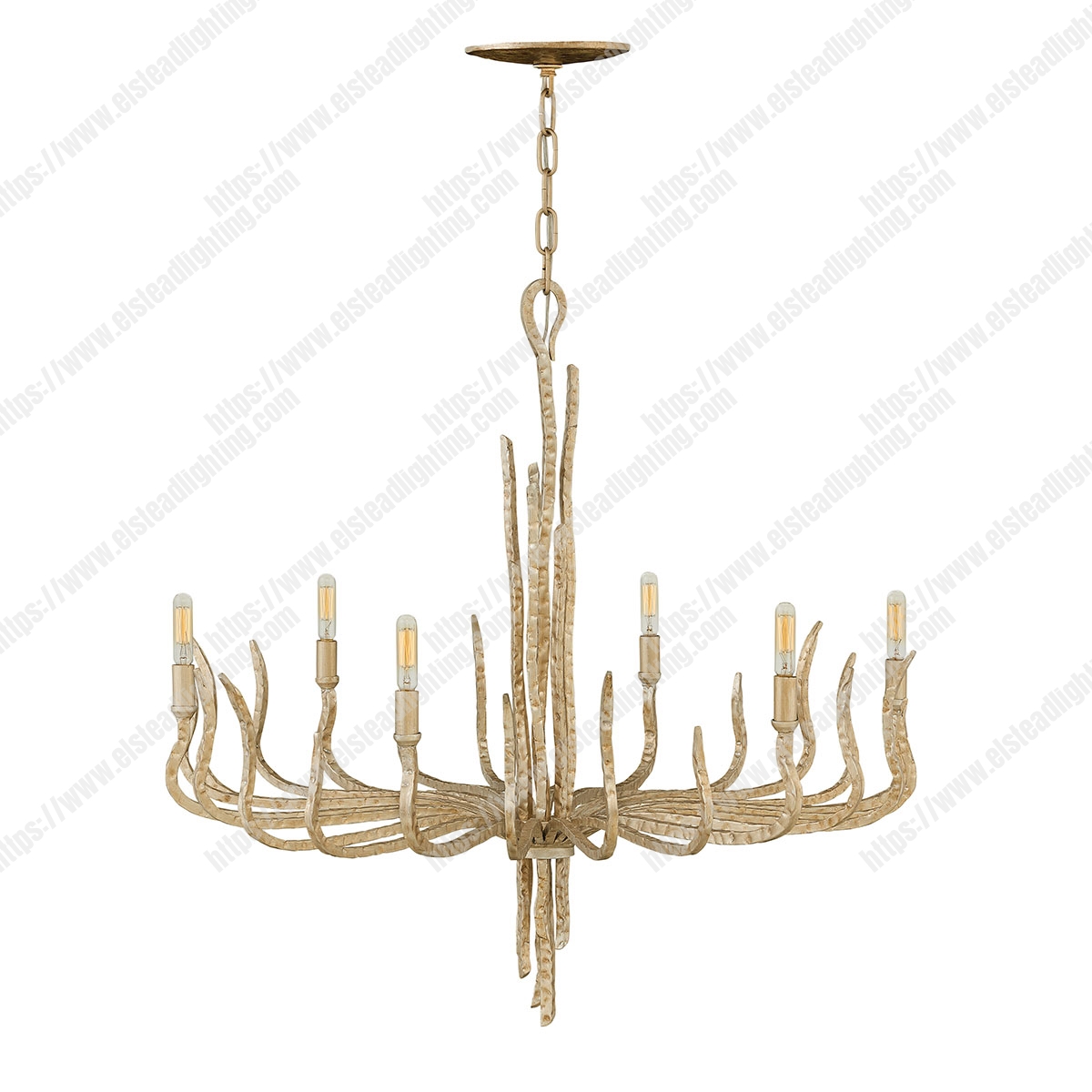 Spyre 6 Light Chandelier - Champagne Gold