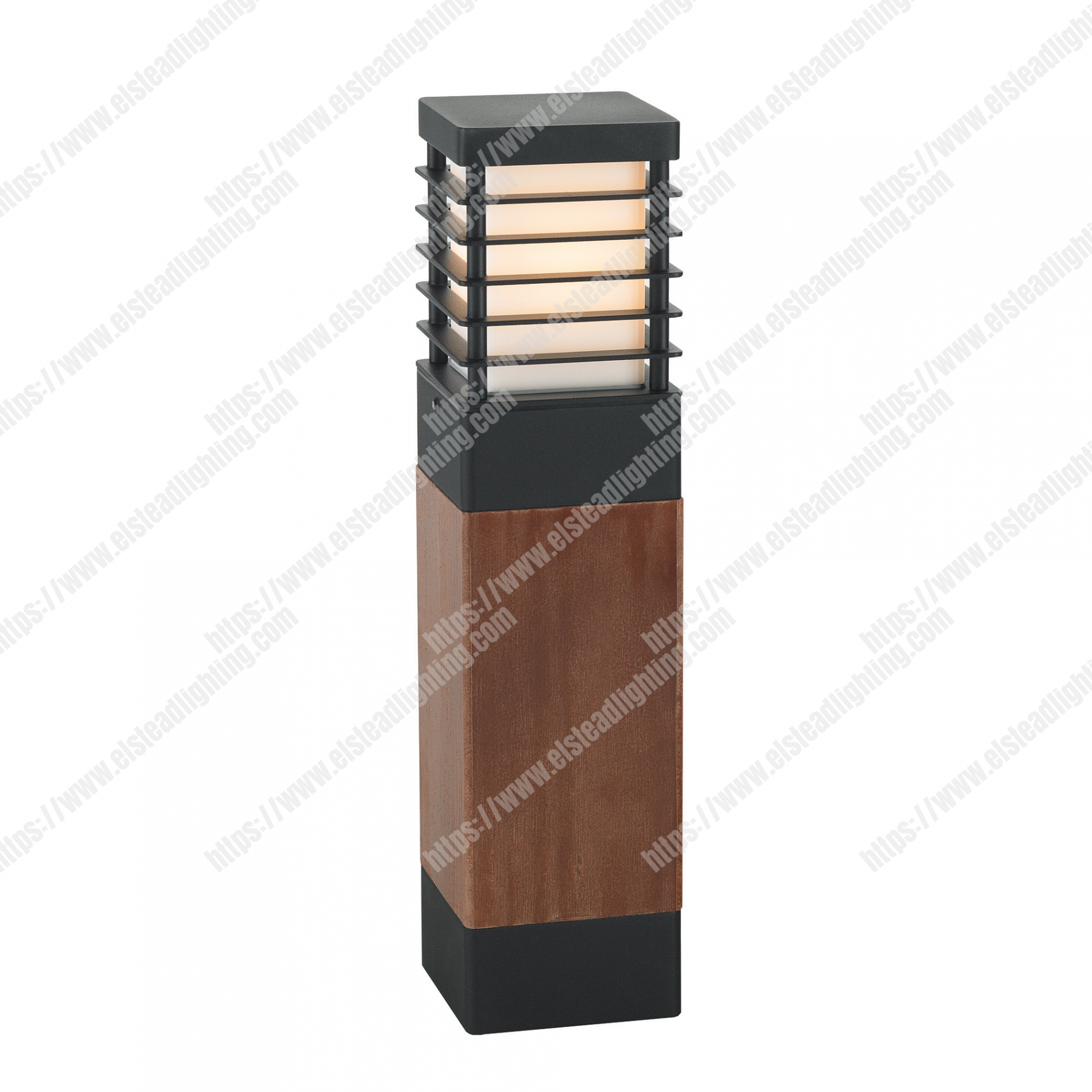 Halmstad 1 Light Large Wooden Bollard – Black