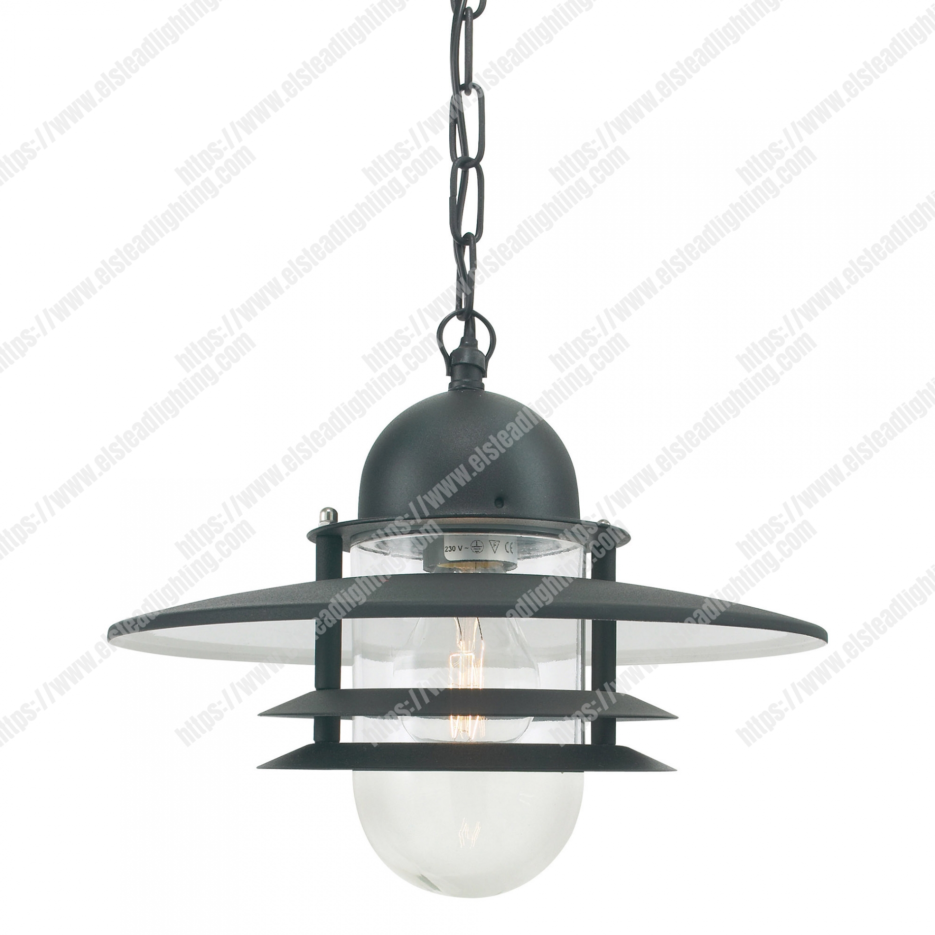 Oslo 1 Light Chain Lantern - Black