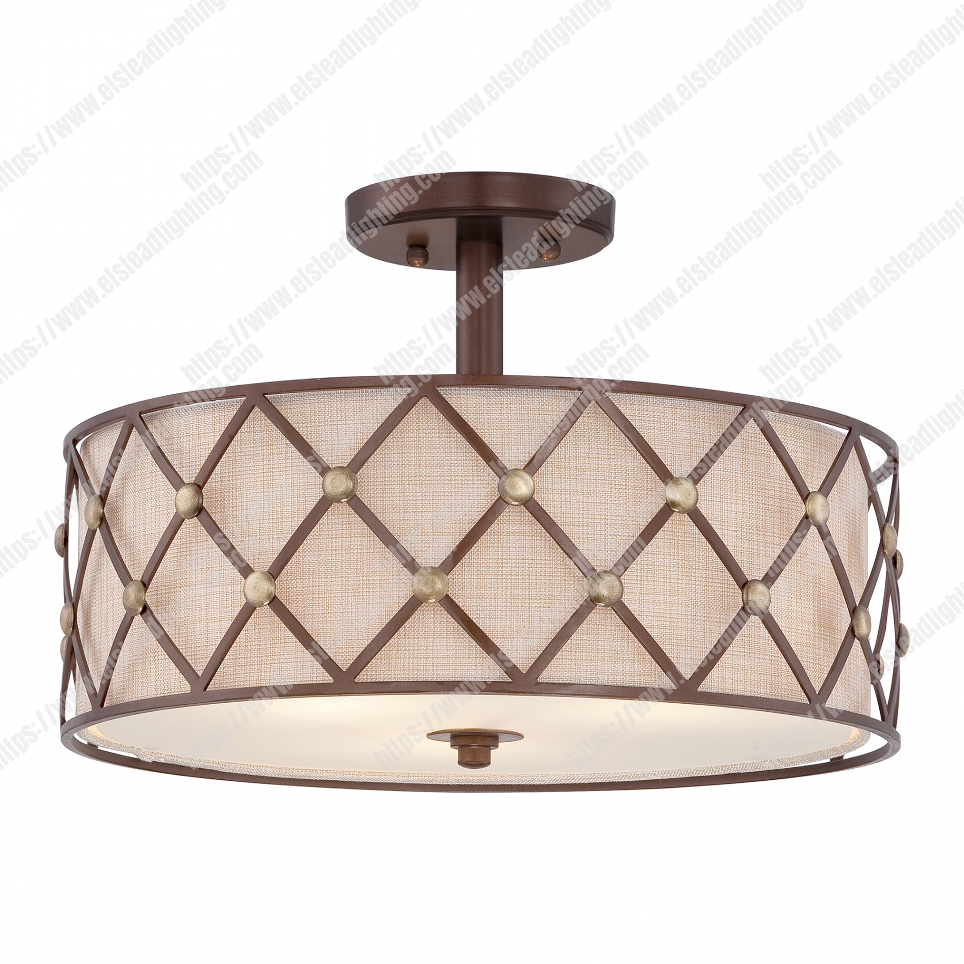 Brown Lattice 3 Light Semi-Flush