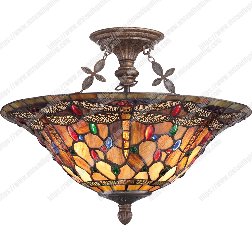 Jewel Dragonfly 3 Light Extra Large Semi Flush Mount