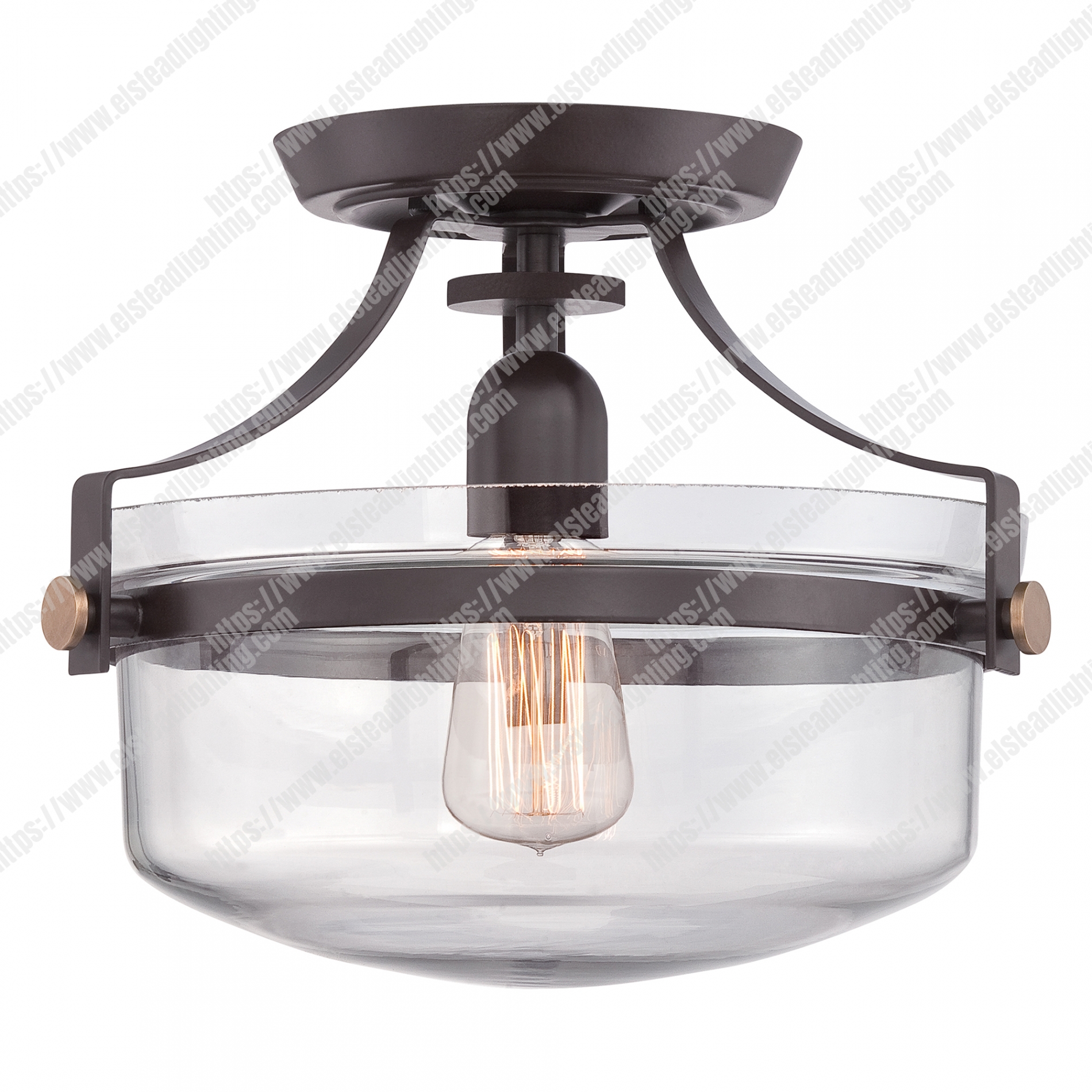 Penn Station 1 Light Semi Flush – Western Bronze